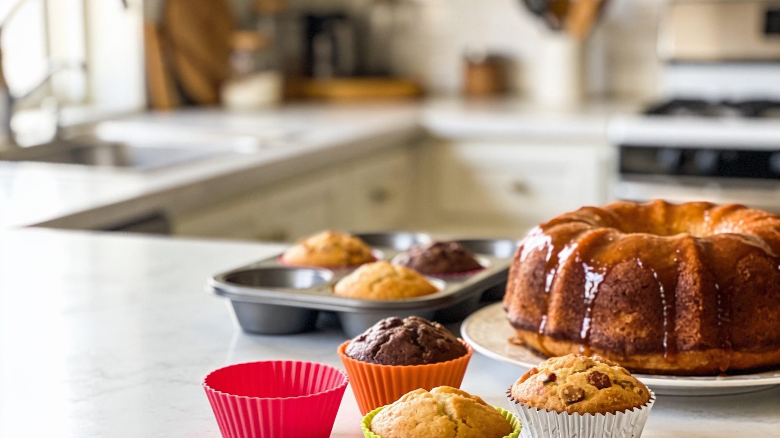 best baking molds — kitchen baking molds in a bright kitchen